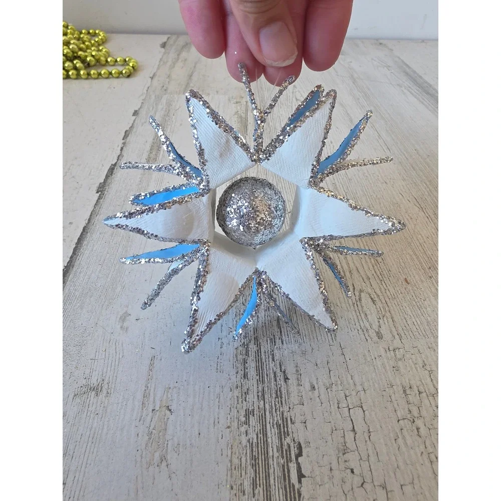 Glitter star ball silver ornament Xmas paper tree